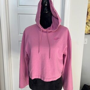 EUC Nike Women's Vibrant Pink Hoodie, Cropped w/ Wide 3/4 Sleeve size Small